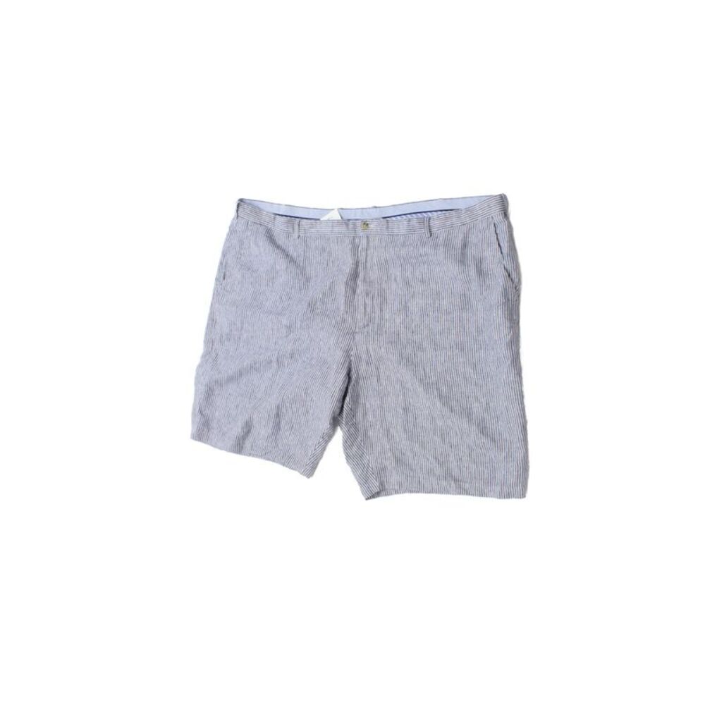 Peter Millar Mens Chino Shorts Blue Linen Striped Button Summer Size 54